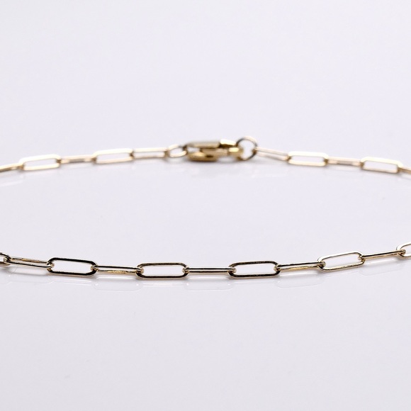 10K Yellow Gold 8” Paper Clip Bracelet 1.7mm Lobster Clasp 1g - New great gift - Picture 2 of 6